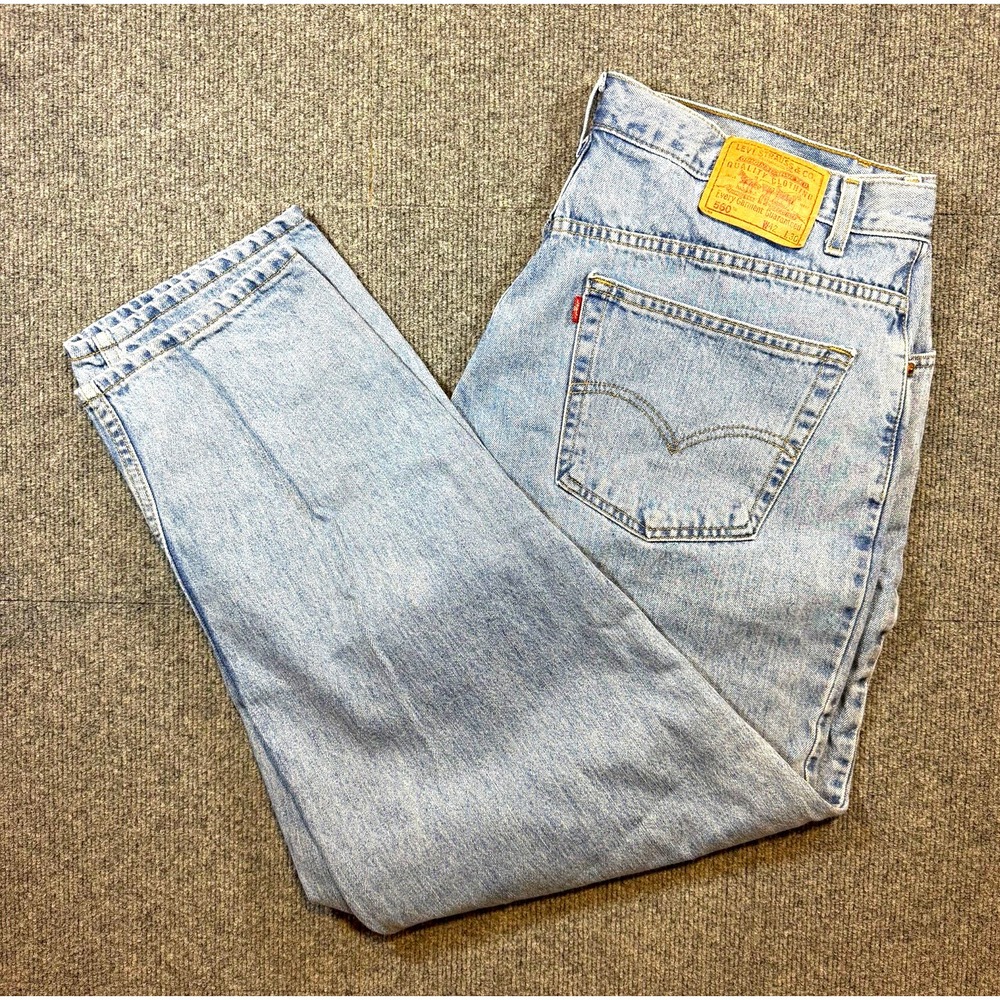 Levi's Men's 560 Series Light Wash Blue Loose Fit Tapered Denim Jeans, 42x30